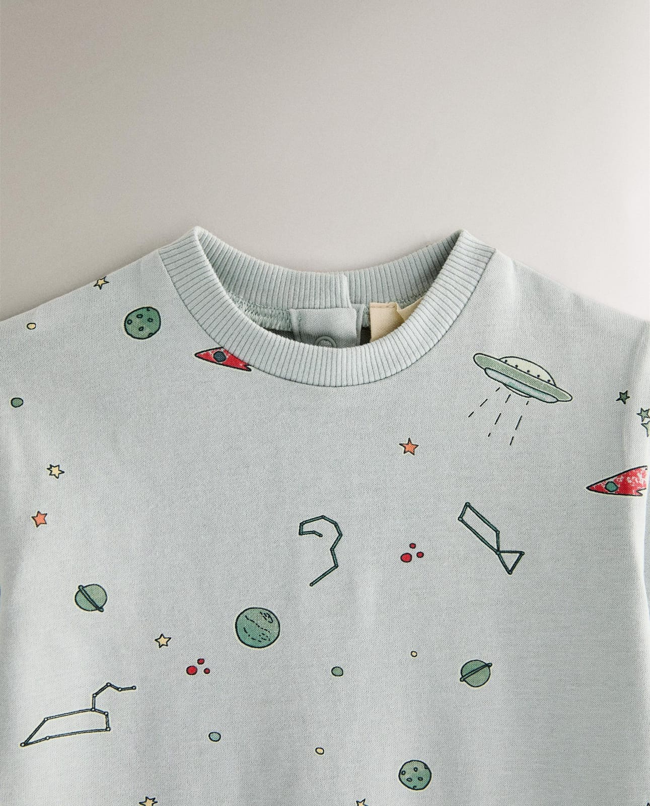 Детские ползунки ZARA HOME 9630/529/406 - из хлопка с рисунком на космическую тематику, 6-9 месяцев (74 см), цвет синий ракурс 2