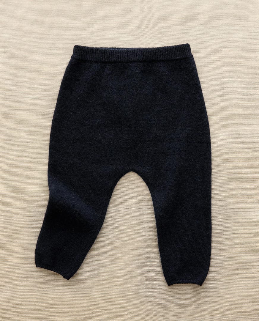 Детские ползунки ZARA HOME 9690/548/401 - из кашемира с гладким узором, 1-3 месяца (62 см), цвет темно-синий