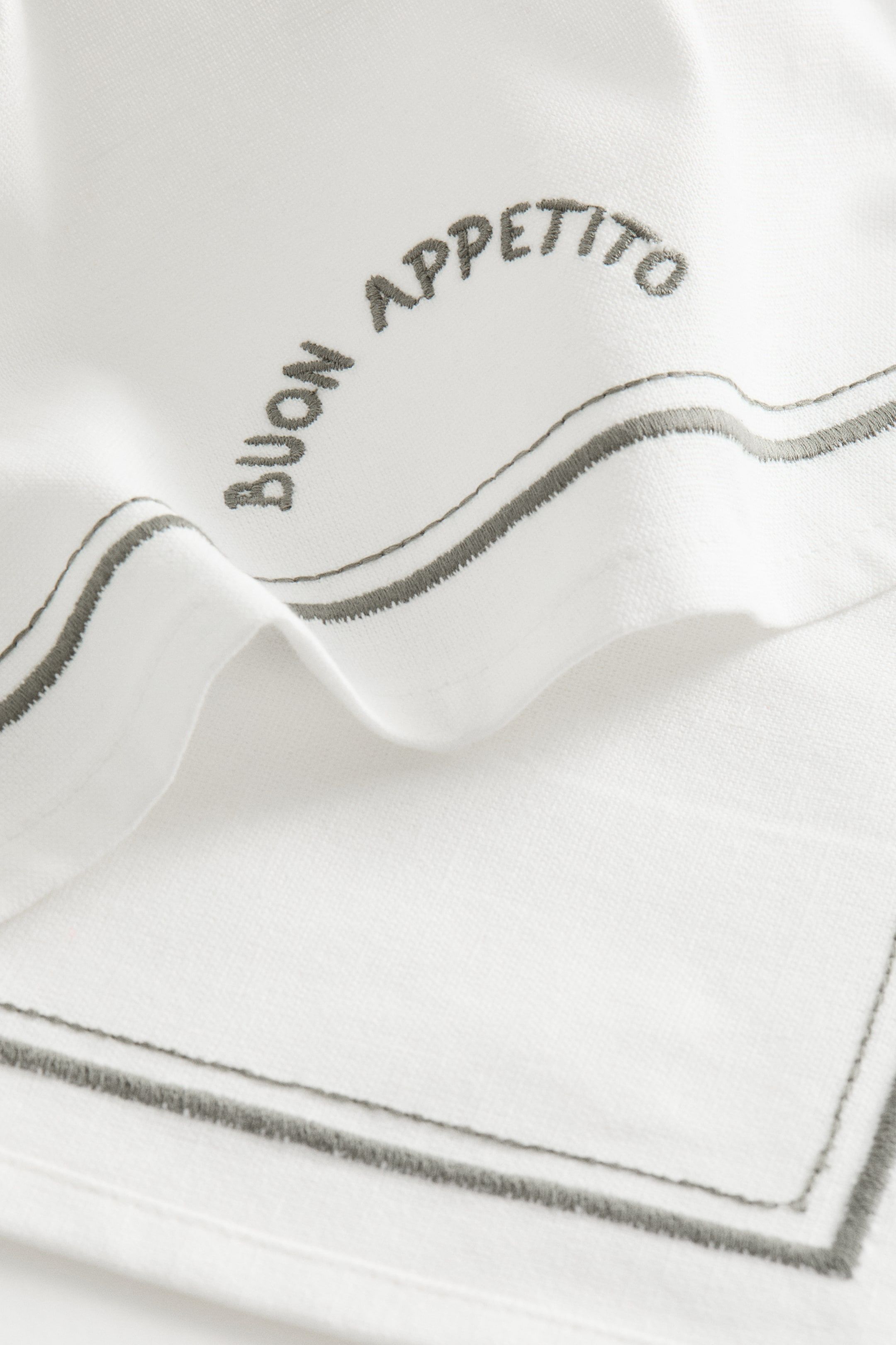 Кухонное полотенце с вышивкой H&M цвет Белый/Buon Appetito 45х60 см