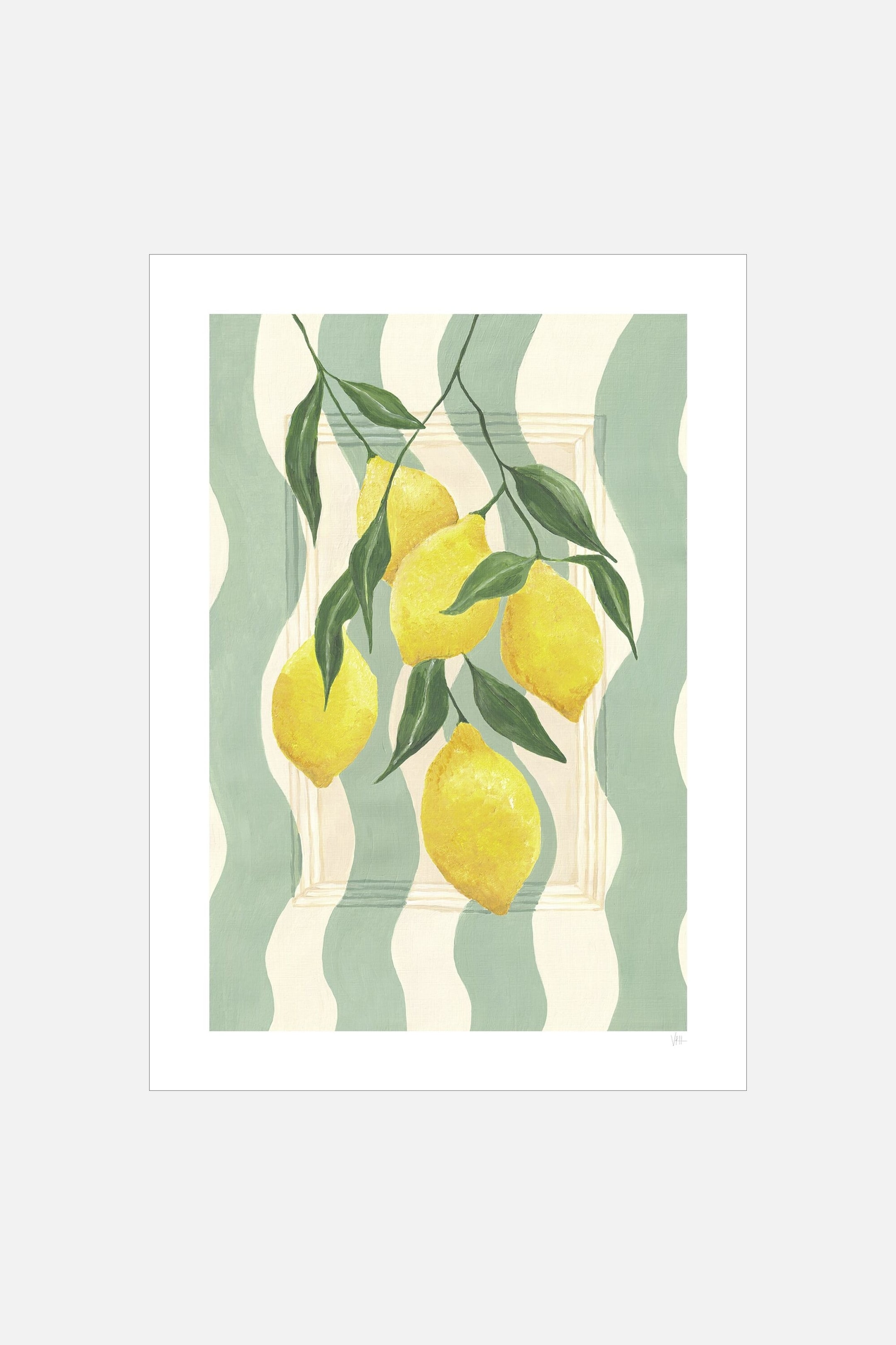 Плакат H&M 50х70 см Violets Print House - Striped Lemons Цвет: Разноцветный ракурс 3