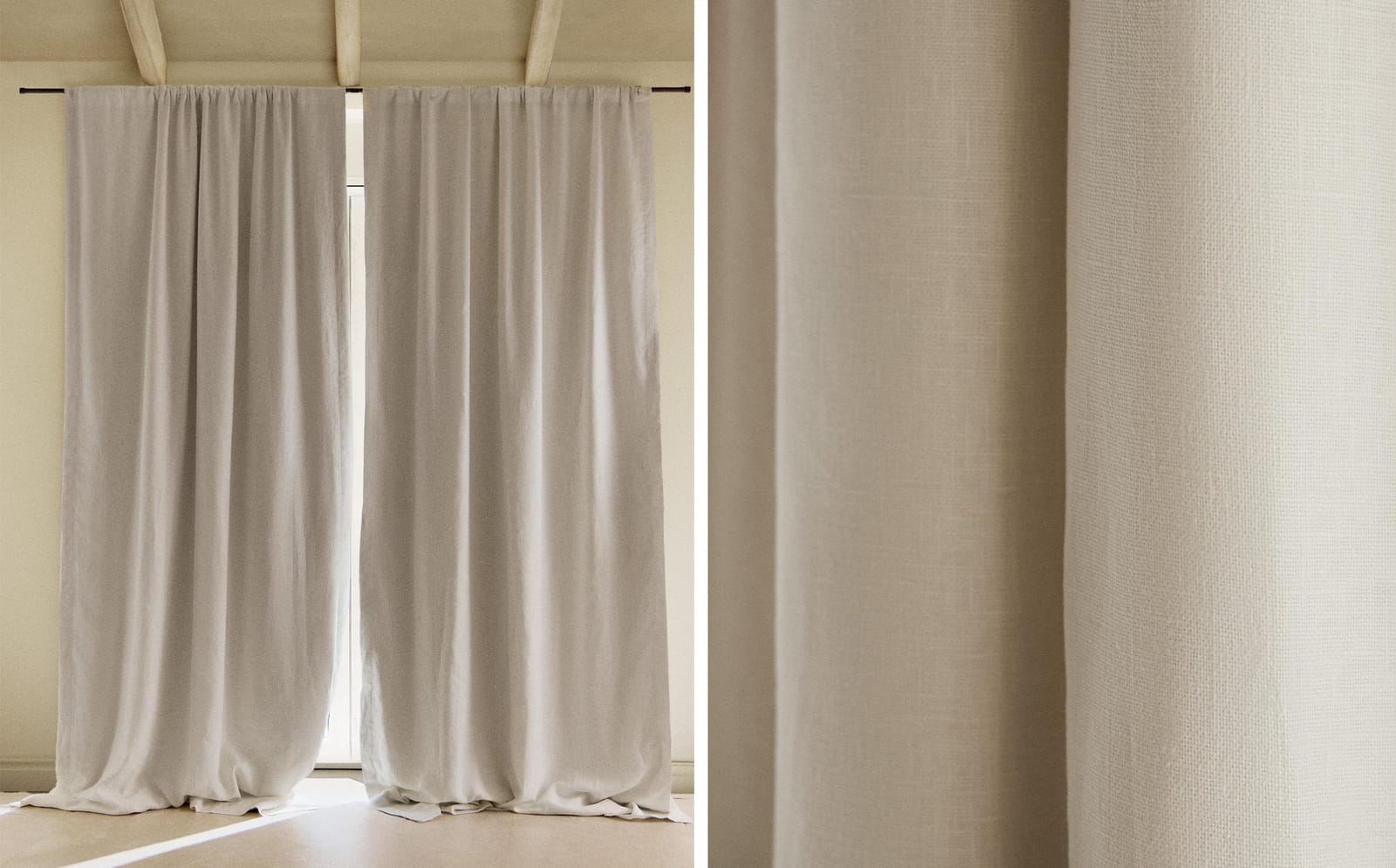 ZARA HOME БЕЛАЯ ЛЬНЯНАЯ ЗАТЕМНЯЮЩАЯ ШТОРА ракурс 8