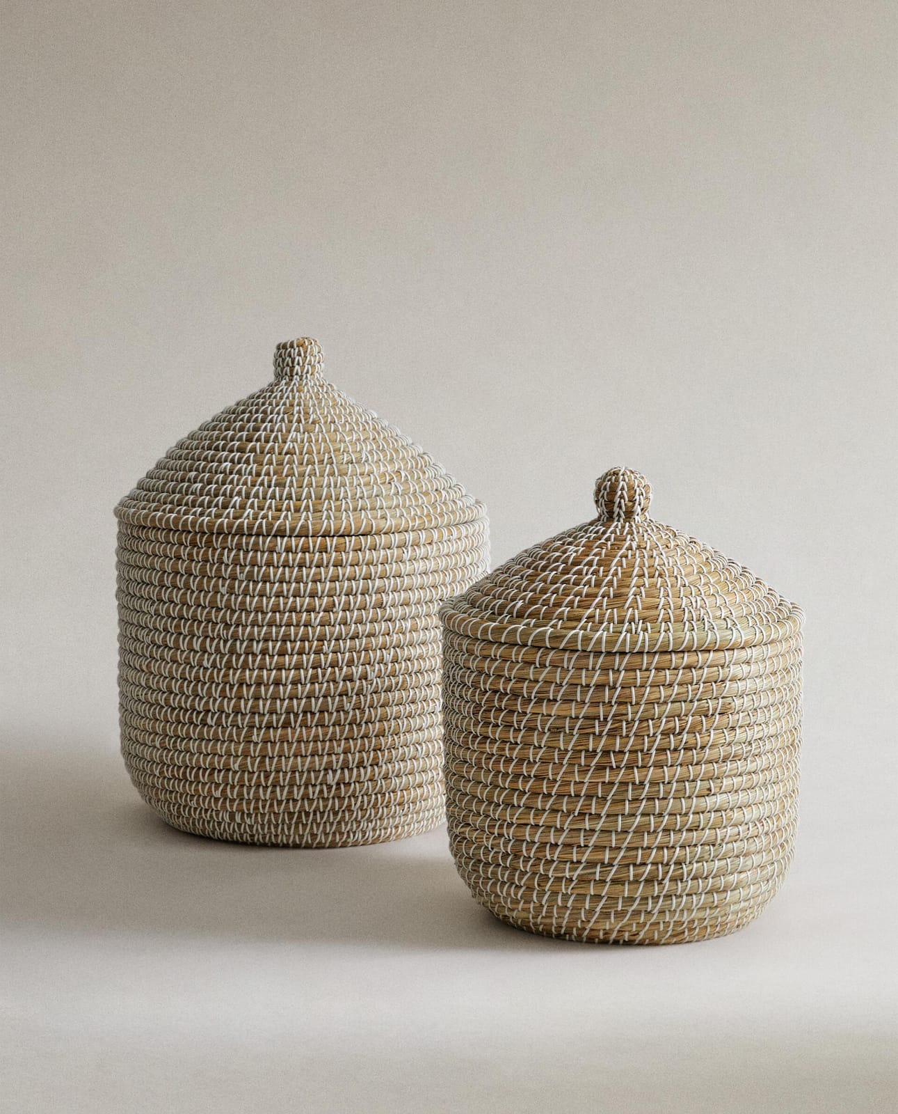 ZARA HOME КРУГЛАЯ КОРЗИНА С КРЫШКОЙ ракурс 3