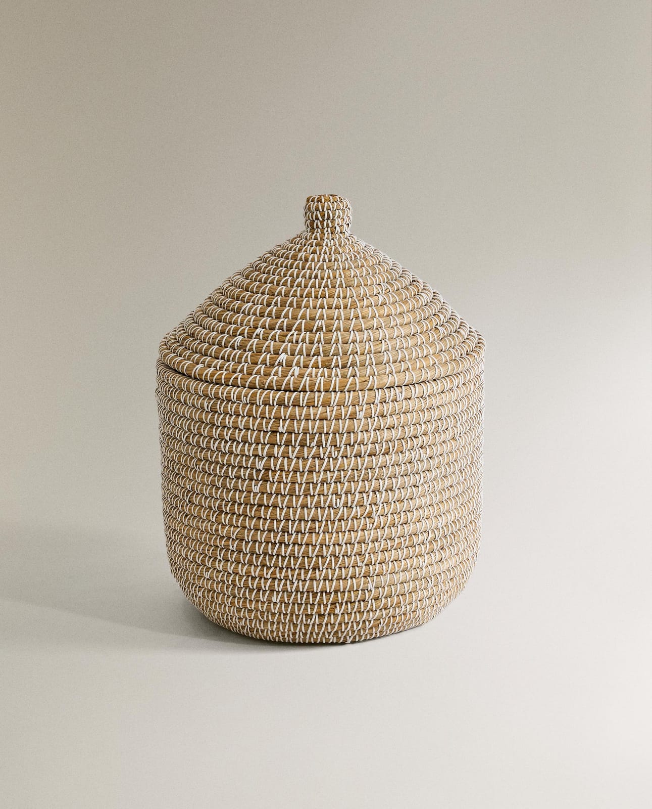 Корзина для хранения ZARA HOME КРУГЛАЯ КОРЗИНА С КРЫШКОЙ JASNOBEŻOWY 42 x 42 x 42 см