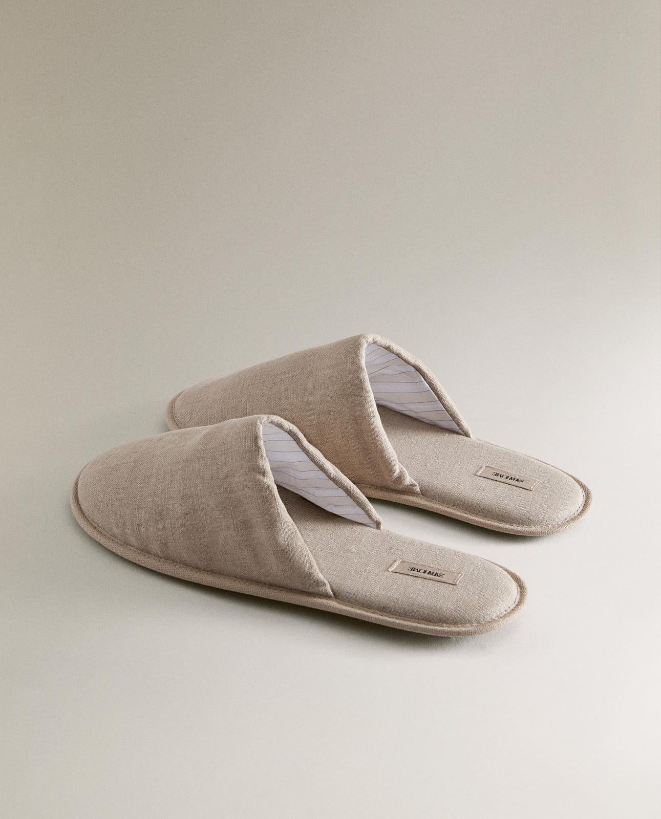 ZARA HOME ДОМАШНИЕ ТАПОЧКИ ИЗ ЛЬНА ракурс 2