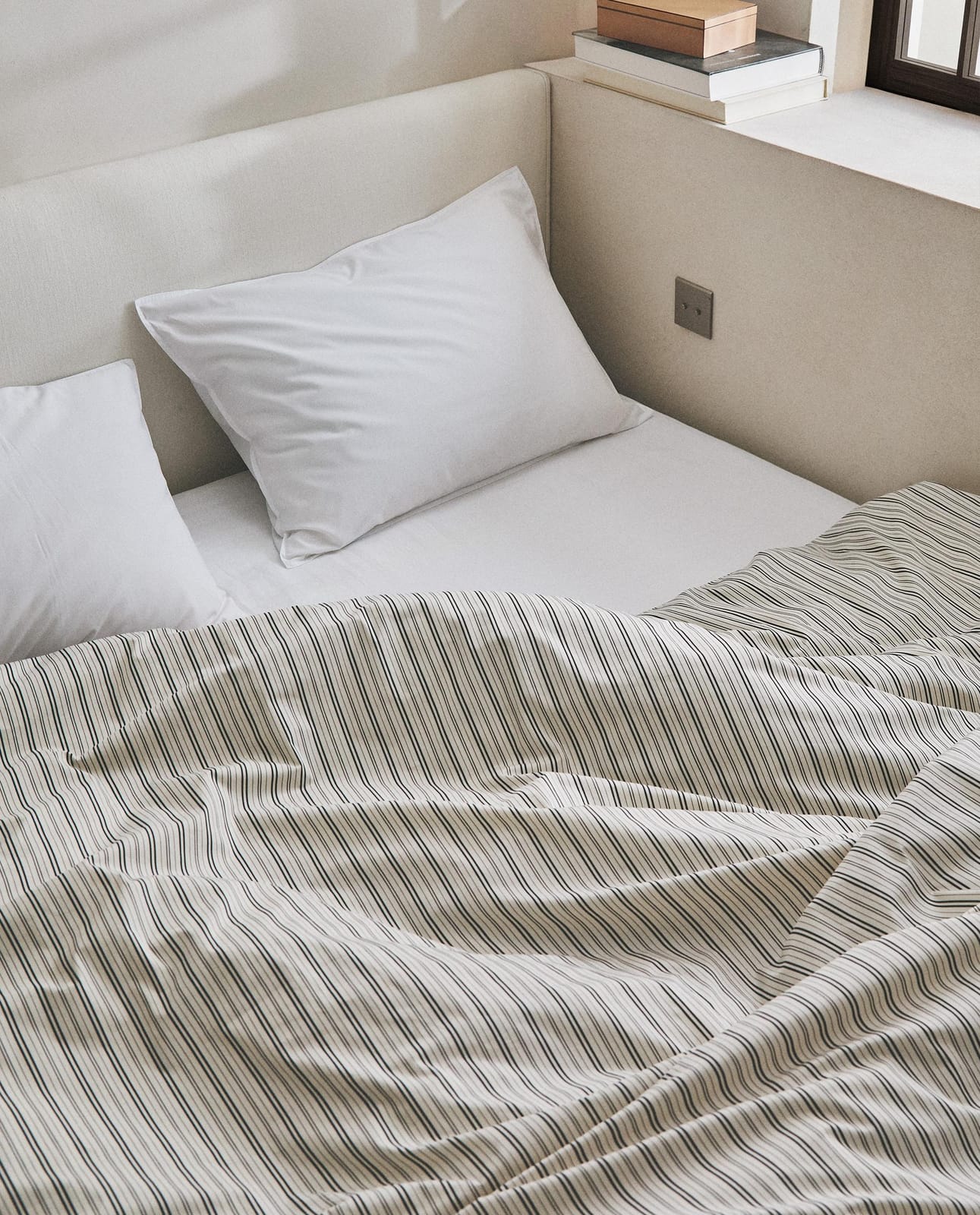 ZARA HOME Перкалевый пододеяльник в полоску ракурс 8