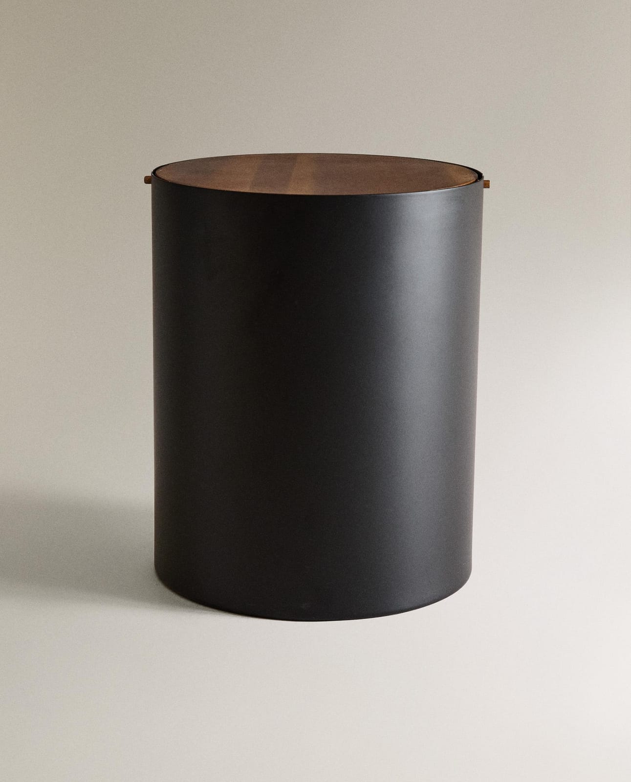 Мусорное ведро ZARA HOME металлическая корзина для ванной с деревянной крышкой CZARNY 25 x 20 x 20 cm