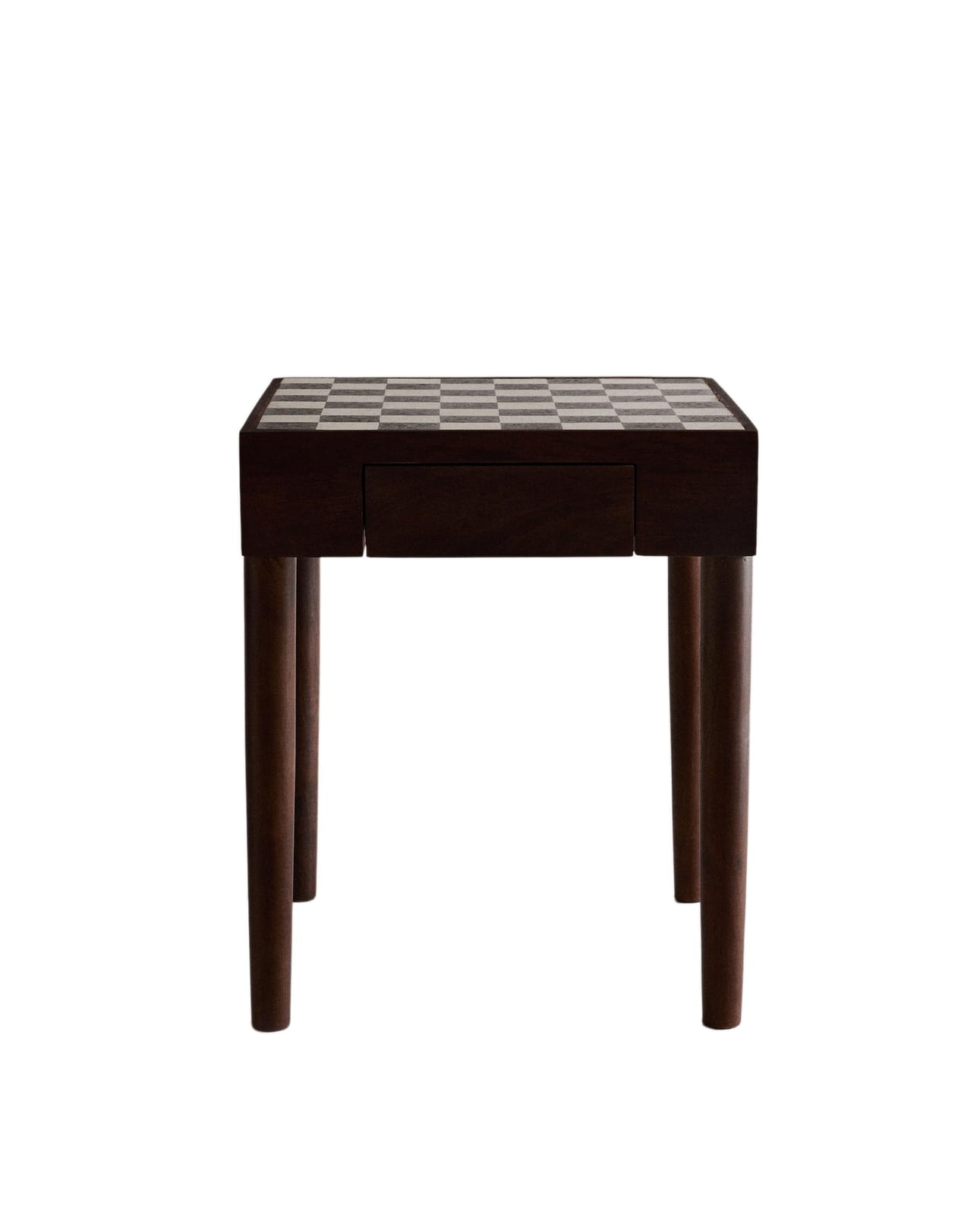 ZARA HOME STOLIK POMOCNICZY Z TEKOWEGO DREWNA Z MARMUROWYM BLATEM W SZACHOWNICĘ ракурс 2