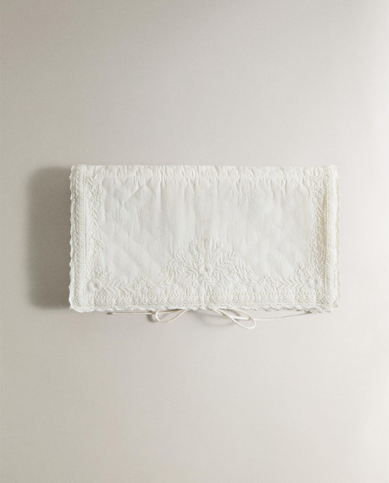 Косметичка ZARA HOME вышитый хлопковый мешочек для белья KOŚĆ SŁONIOWA 19 x 34 x 2 cm