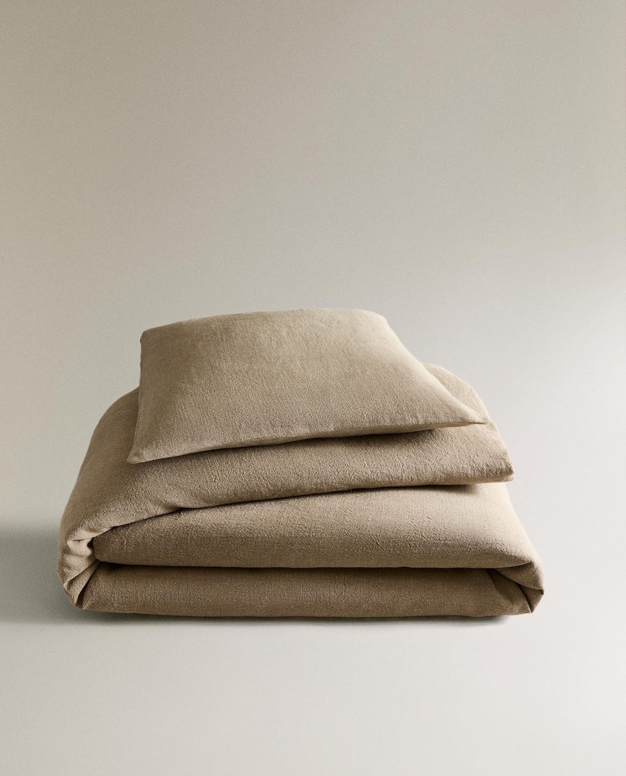 Покрывало ZARA HOME гладкая постельная накидка из стираного льна JASNOBEŻOWY 270 x 280 cm