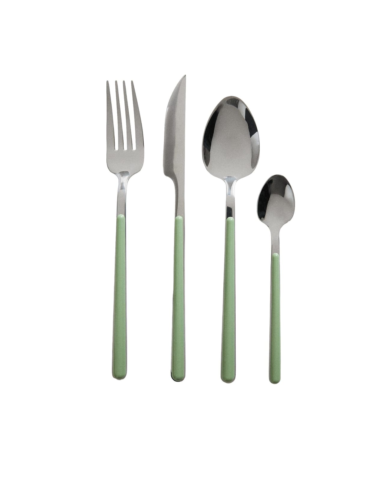 ZARA HOME КОМПЛЕКТ СТОЛОВЫХ ПРИБОРОВ С ЗЕЛЕНОЙ РУЧКОЙ (4 ШТУКИ) ракурс 4