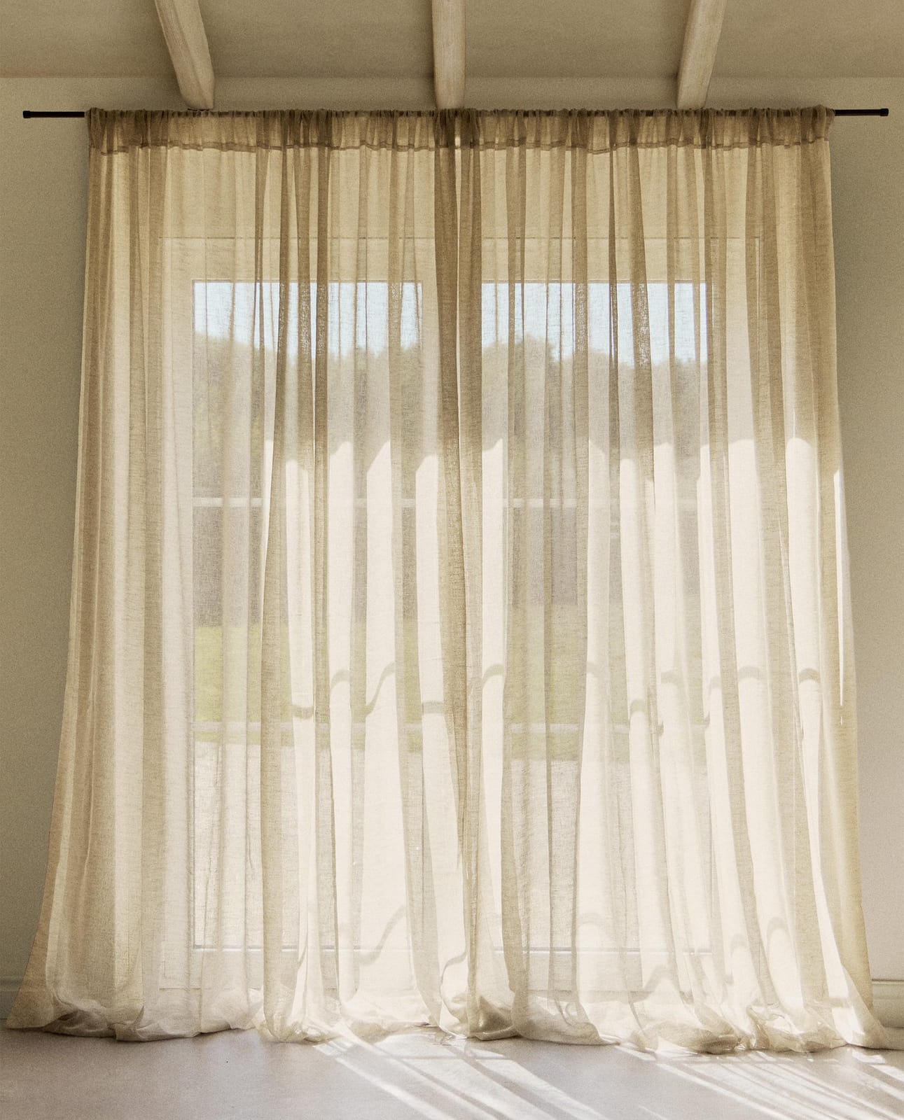 ZARA HOME ТОНКАЯ ШТОРА ДВОЙНОЙ ШИРИНЫ НИЗКАЯ ПРОЗРАЧНОСТЬ ракурс 5