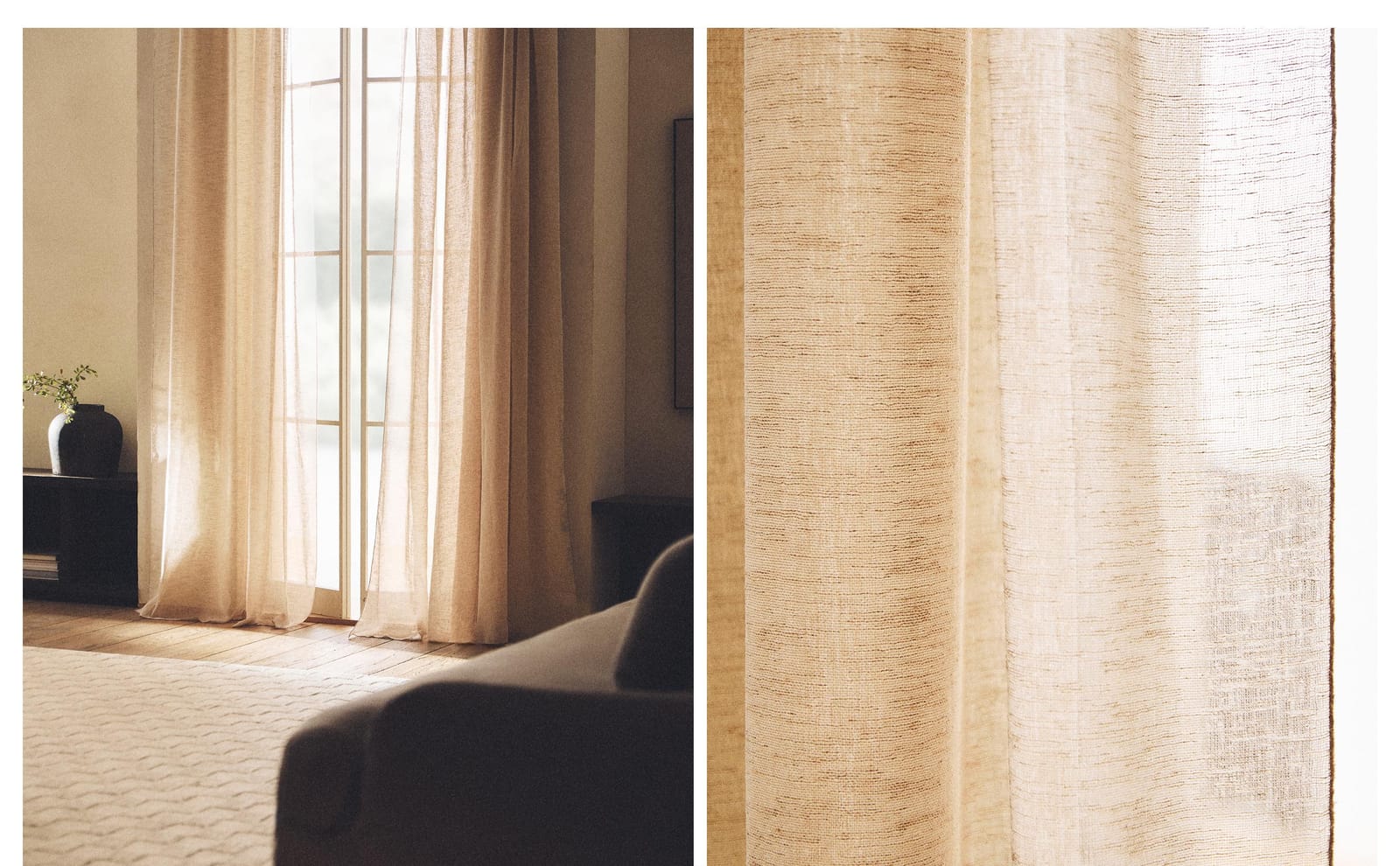 ZARA HOME ТОНКАЯ ШТОРА ДВОЙНОЙ ШИРИНЫ НИЗКАЯ ПРОЗРАЧНОСТЬ ракурс 2
