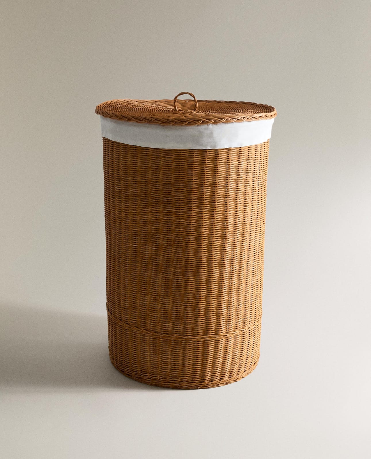 Корзина для хранения ZARA HOME Корзина для белья из ротанга и хлопка Коричневый 63 x 41 x 41 см