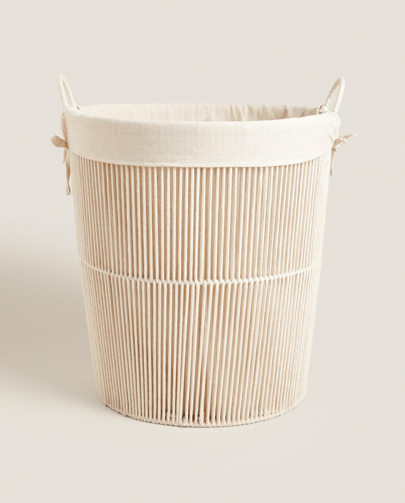 Корзина для хранения ZARA HOME Корзина для белья с хлопковой подкладкой Экрю 51 x 46 x 42 см