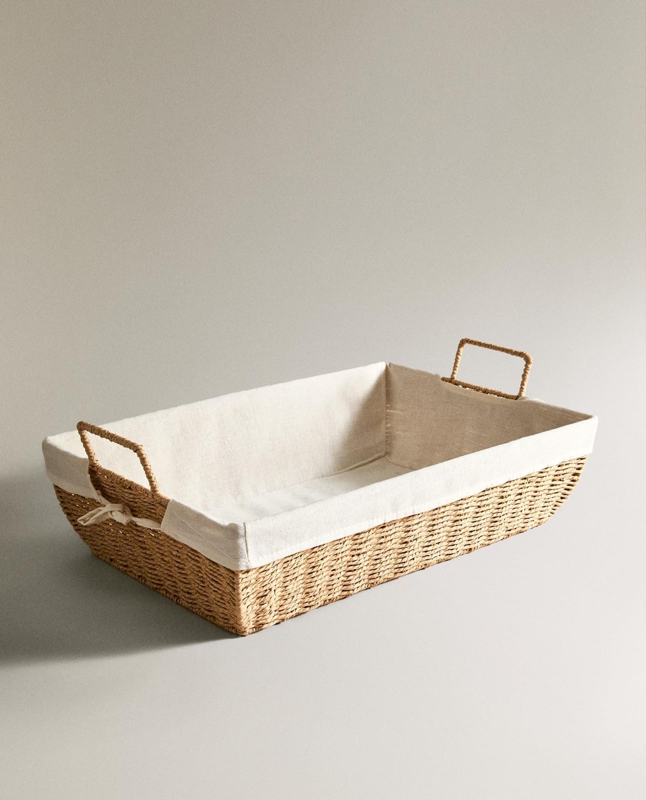 Storage basket ZARA HOME KOSZ NA PRASOWANIE Z BAWEŁNIANĄ WYŚCIÓŁKĄ JASNOBEŻOWY 15 x 58 x 40 cm