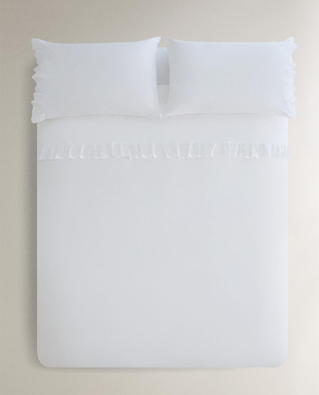 Пододеяльник ZARA HOME хлопковый пододеяльник с оборкой белый 240 x 220 cm