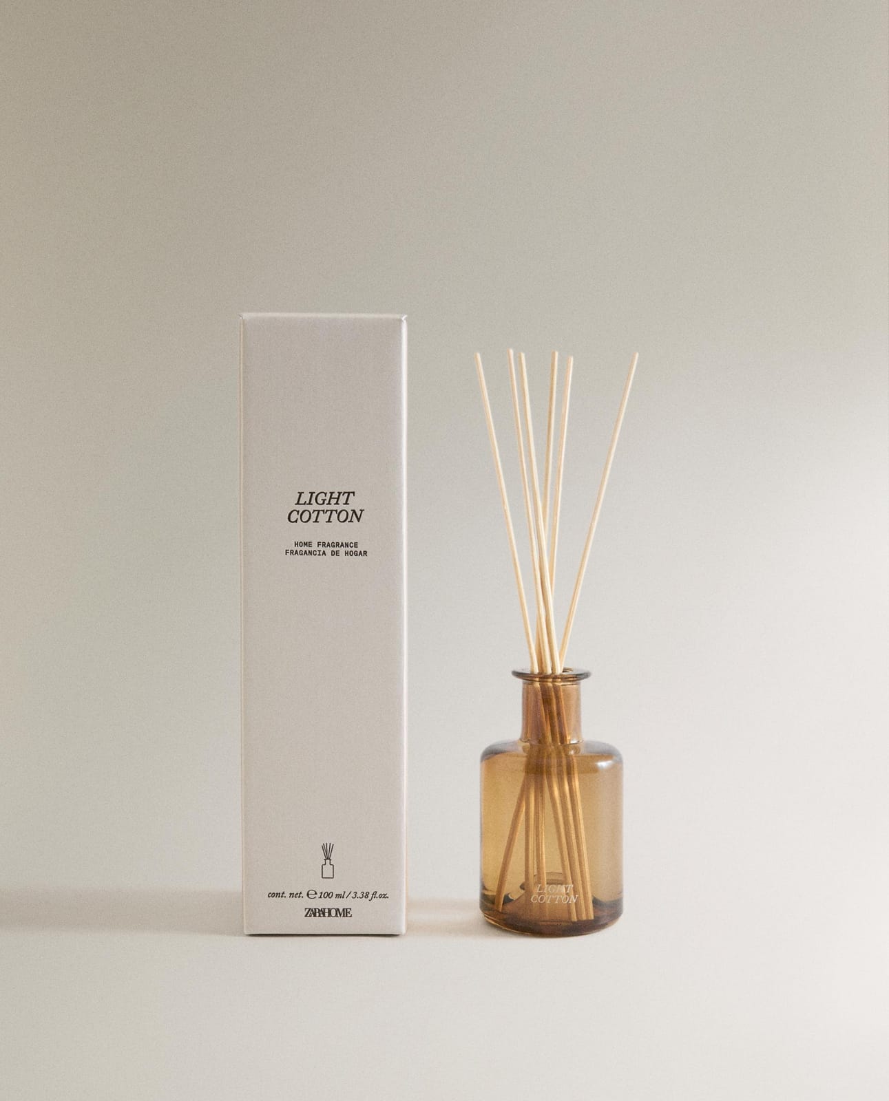Ароматический диффузор ZARA HOME (100 МЛ) АРОМАТИЧЕСКИЕ ПАЛОЧКИ LIGHT COTTON БЕЛЫЙ 21 x 8 x 8 см