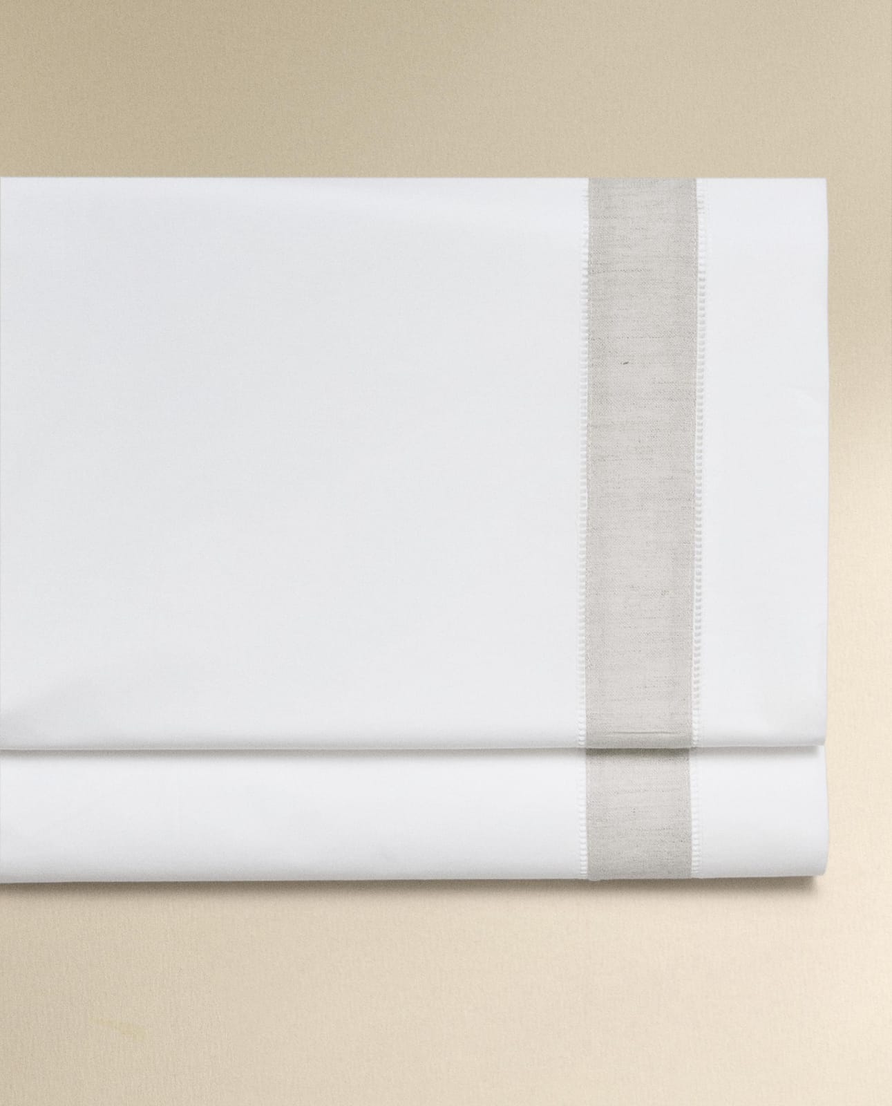 Простыня ZARA HOME без резинки из хлопка с льняной окантовкой BIAŁY 210 x 280 cm