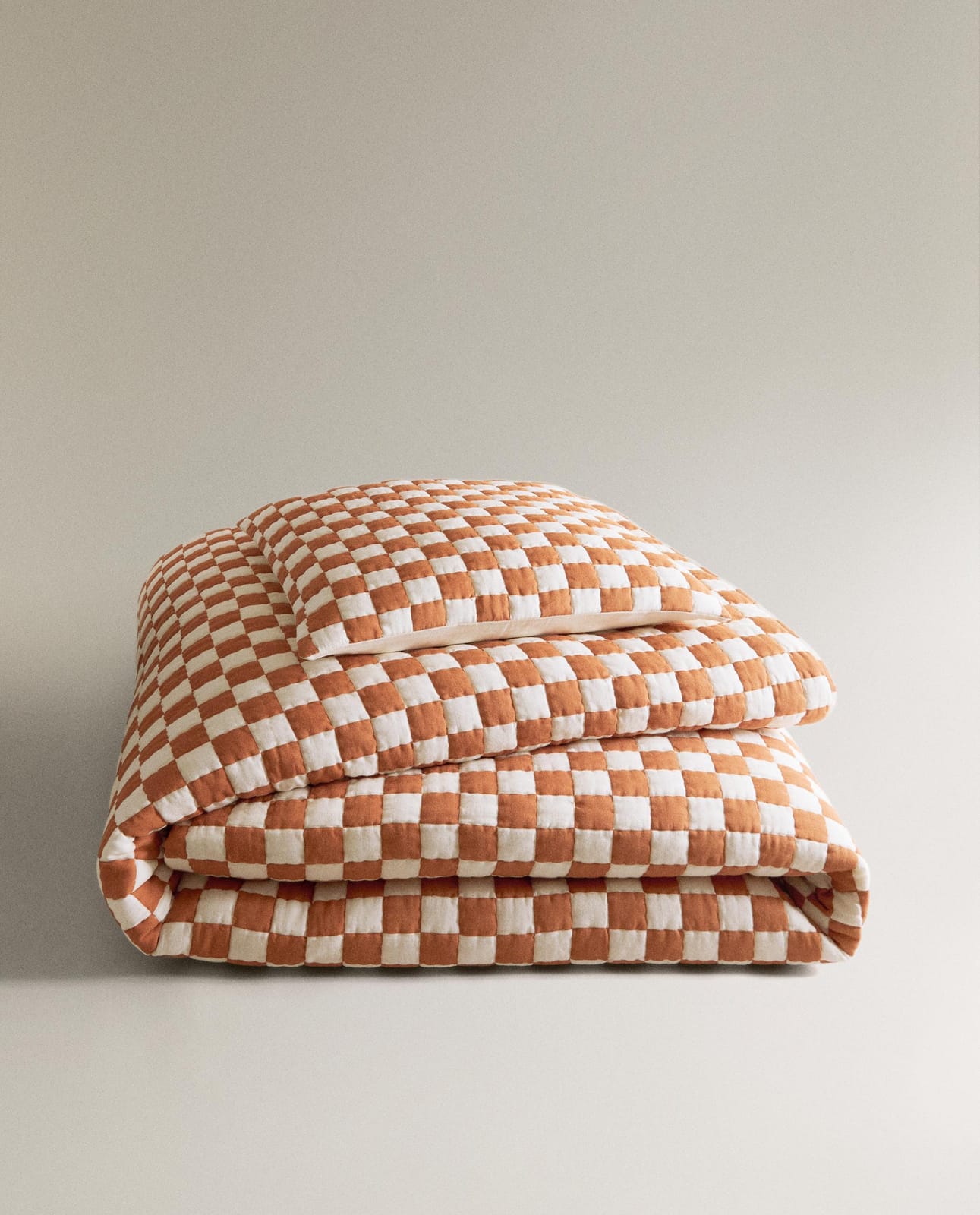 Покрывало ZARA HOME хлопковое в клетку TERAKOTA 180 x 250 см