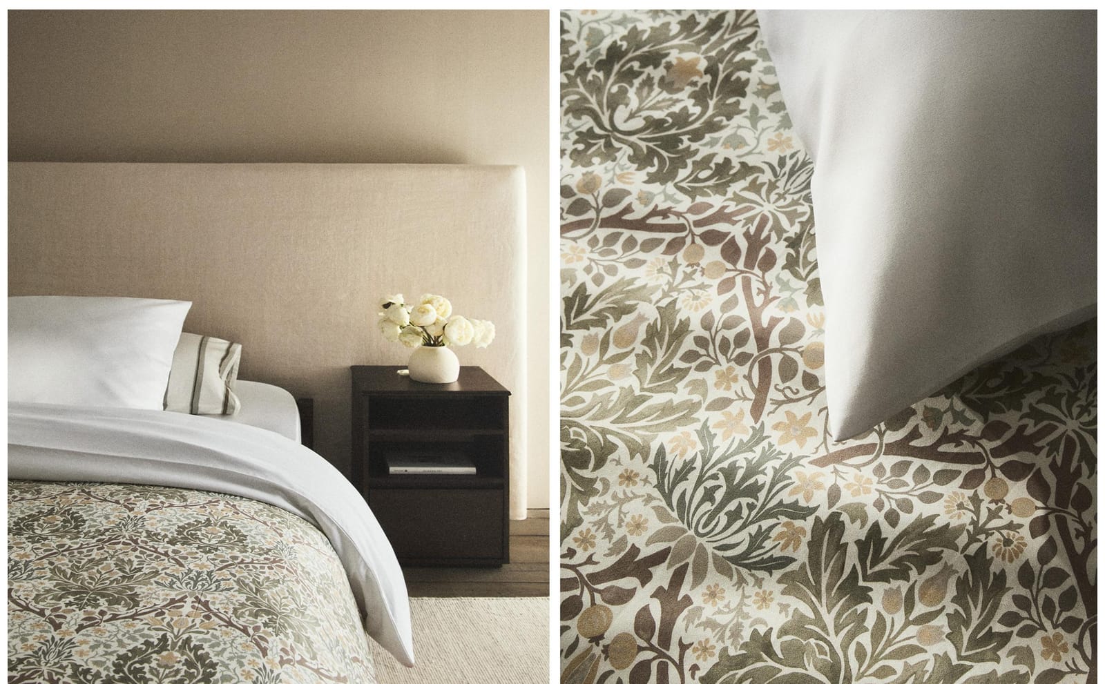 ZARA HOME НАВОЛОЧКА НА ОДЕЯЛО ХЛОПОК САТИН ЛИСТЬЯ MORRIS & CO. ракурс 7