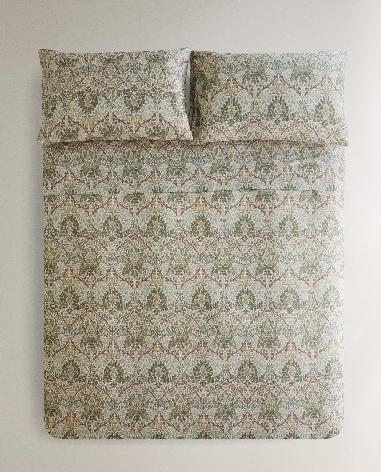 Пододеяльник ZARA HOME хлопок сатин листья Morris & Co. ZIELONY 200 x 220 cm