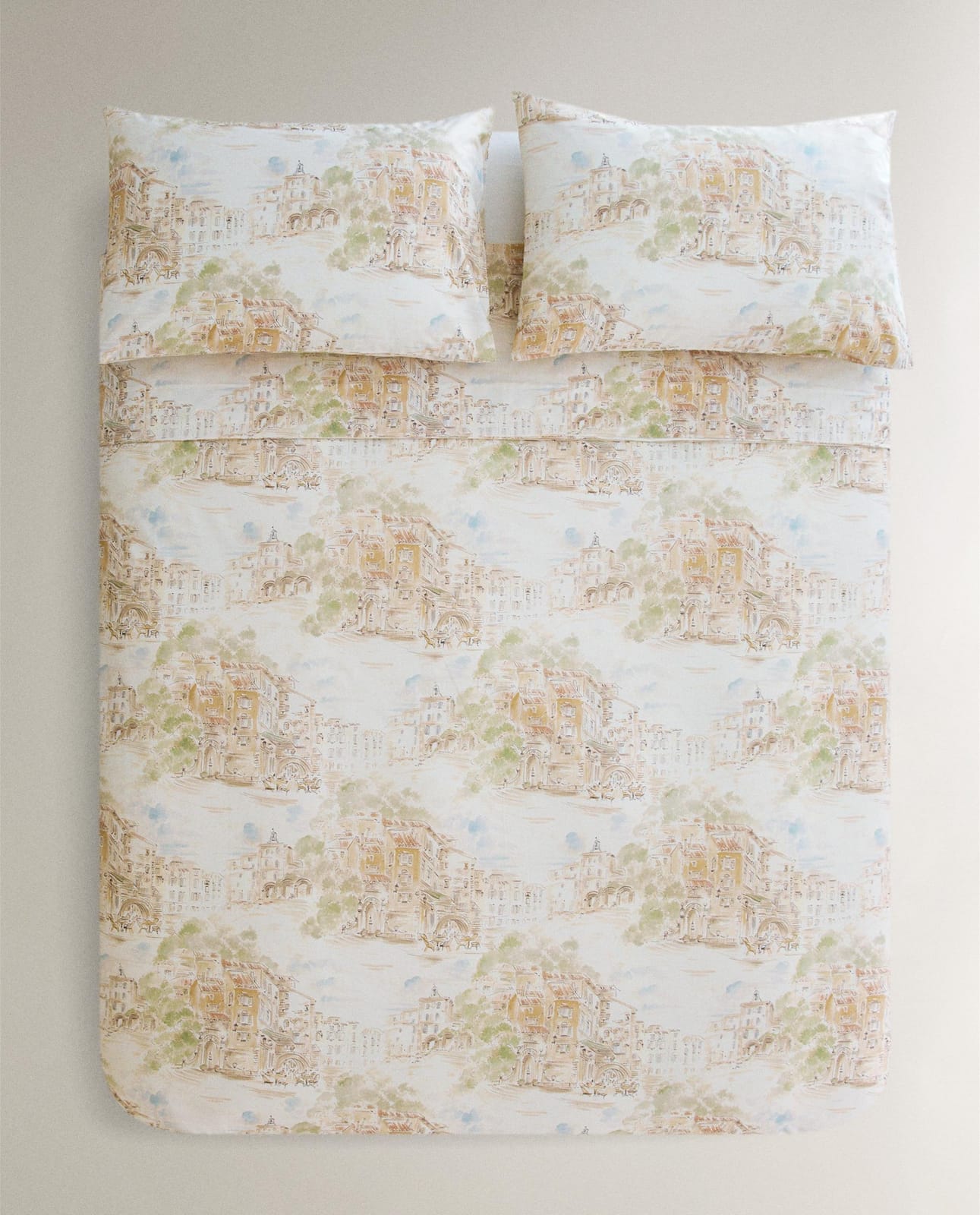 Пододеяльник ZARA HOME Хлопковый с пейзажем BEŻ 200 x 220 cm