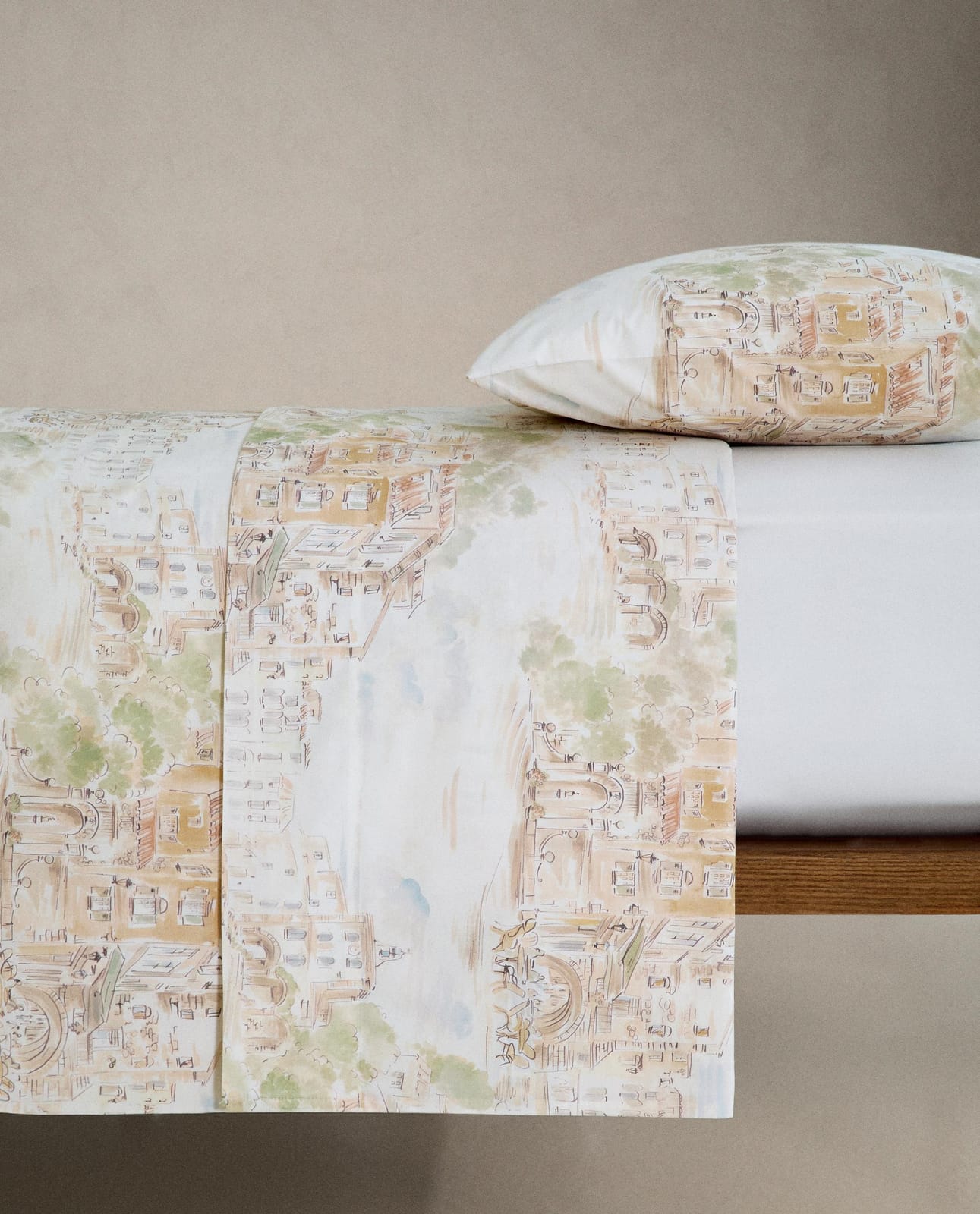 ZARA HOME Хлопковый пододеяльник с пейзажем ракурс 4