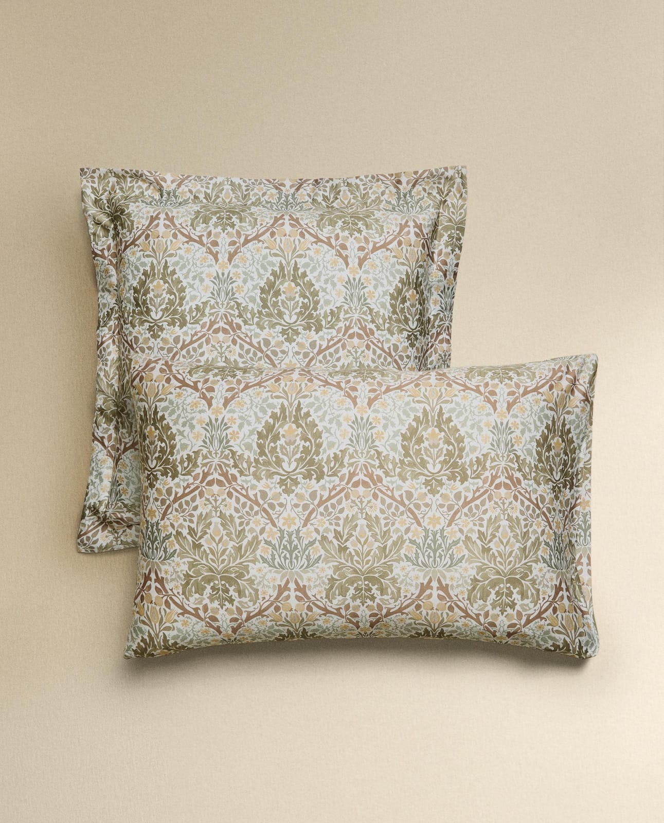 Наволочка ZARA HOME САТИНОВАЯ С ЛИСТЬЯМИ MORRIS & CO. ЗЕЛЕНЫЙ 50 x 75 см