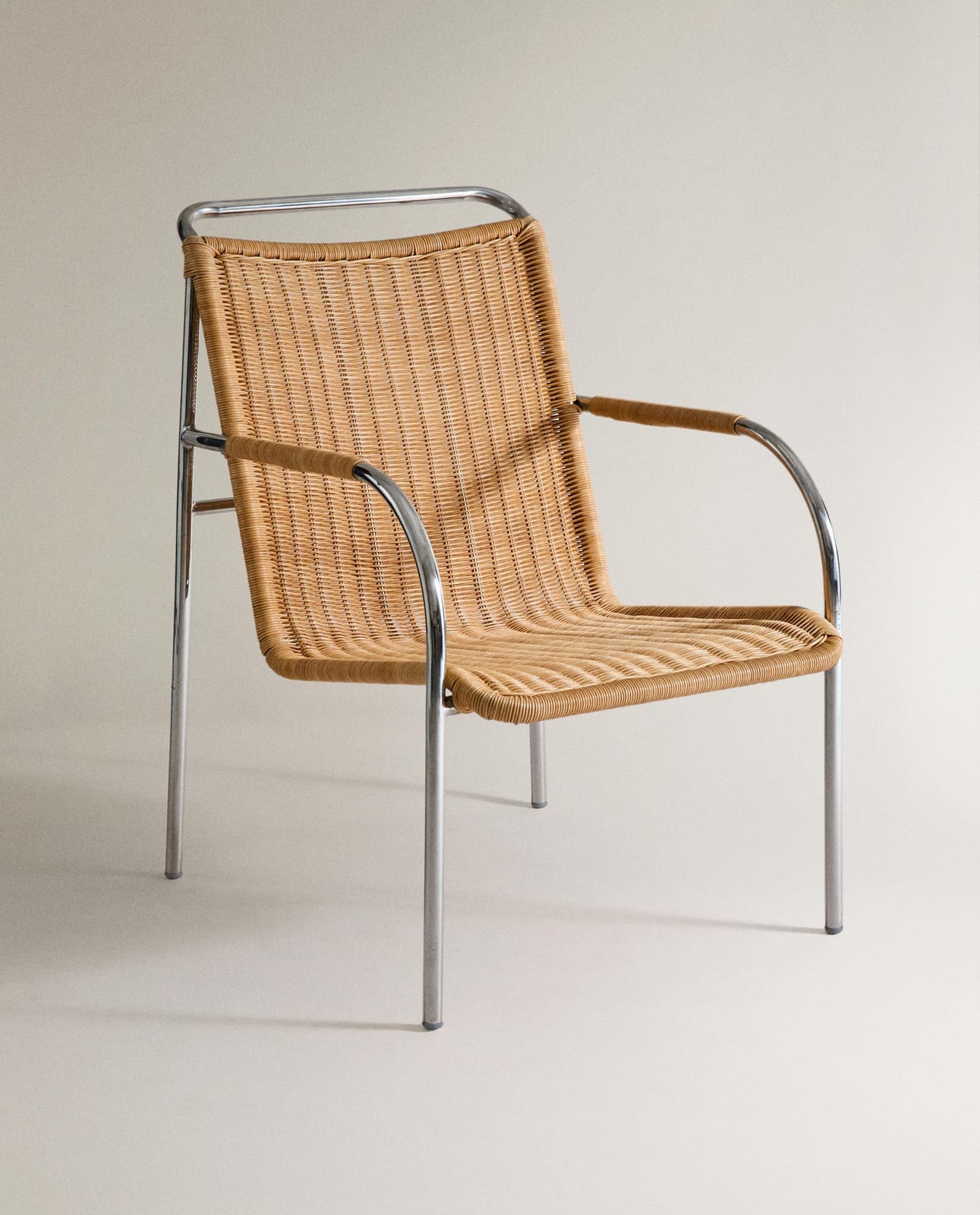 Стул ZARA HOME КРЕСЛО ИЗ РОТАНГА И СТАЛИ JASNOBEŻOWY 86 x 58 x 76.5 cm