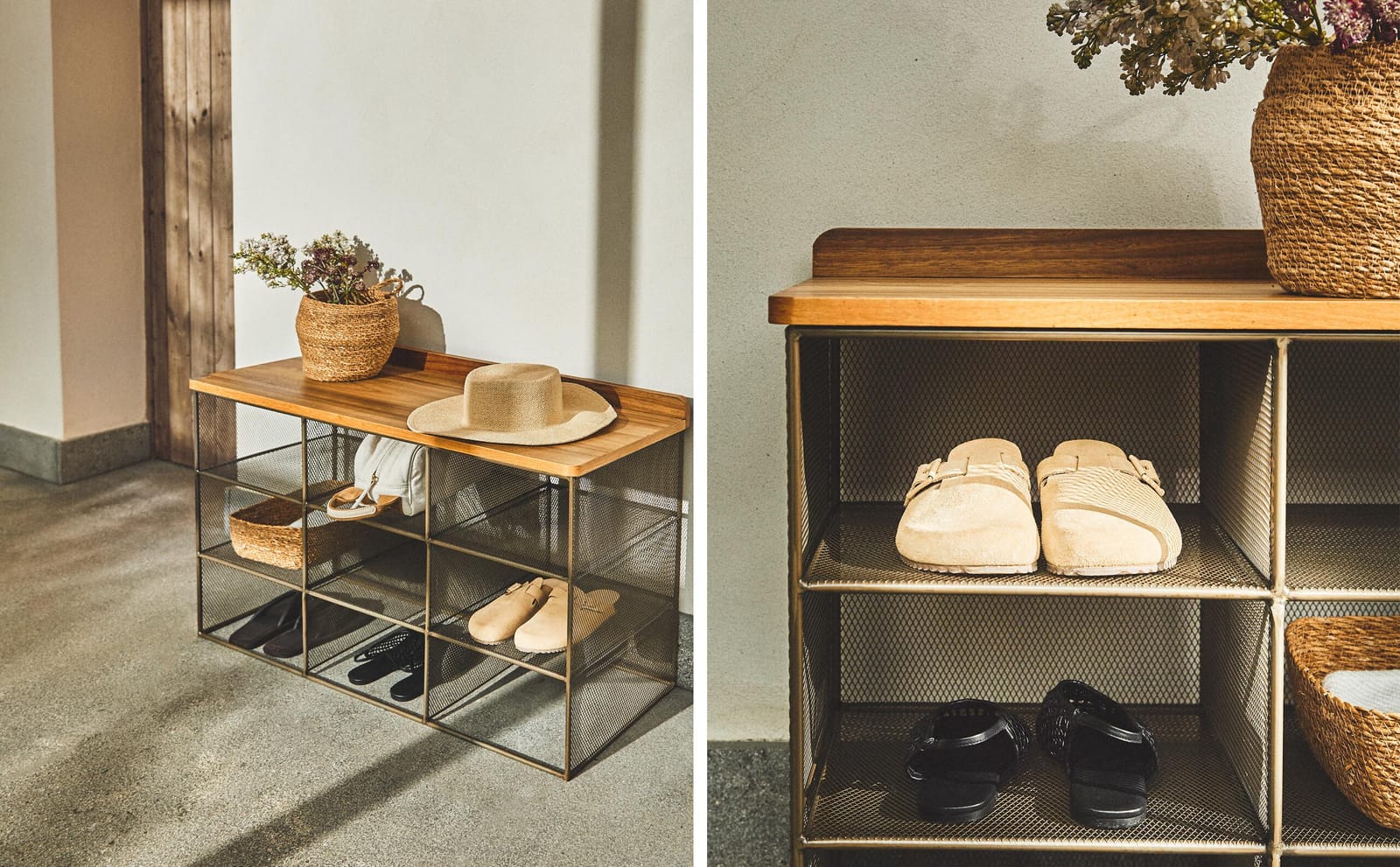 ZARA HOME МЕТАЛЛИЧЕСКАЯ СКАМЬЯ ДЛЯ ОБУВИ ракурс 2