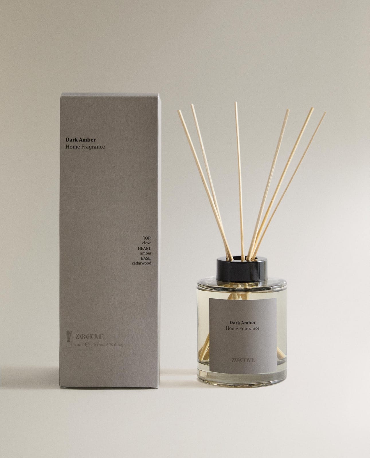 Ароматический диффузор ZARA HOME (200 мл) ароматические палочки Dark Amber серо-коричневый 22 x 7 x 7 cm