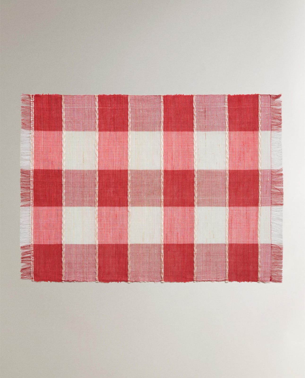 Салфетка сервировочная ZARA HOME подкладка под тарелку в клетку красный 35 x 50 cm