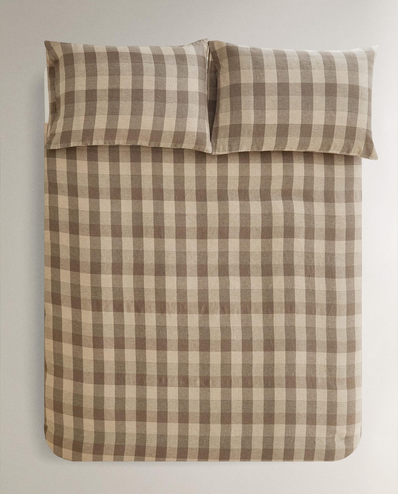Пододеяльник ZARA HOME льняной пододеяльник в клетку BRĄZOWY 240 x 220 cm