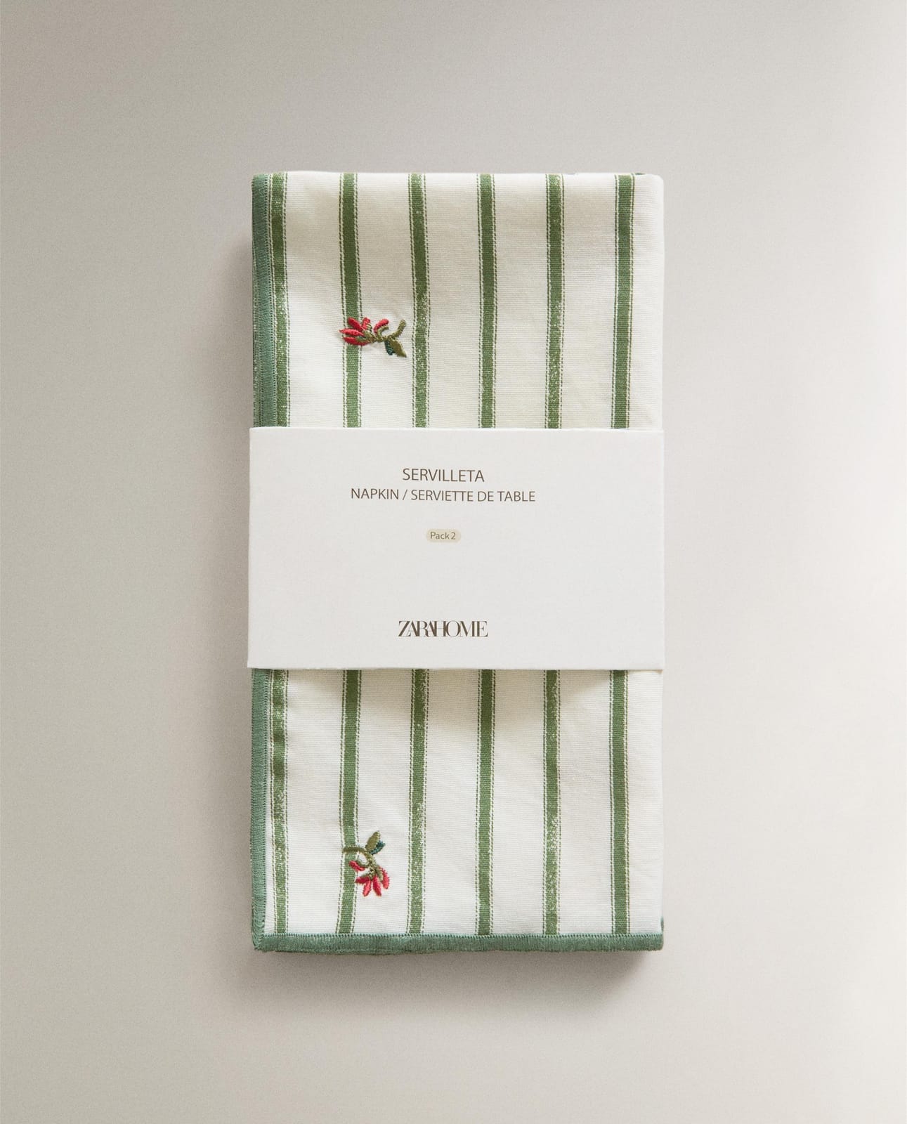 ZARA HOME САЛФЕТКИ В ПОЛОСКУ С ВЫШИВКОЙ (КОМПЛЕКТ 2 ШТ.) ракурс 5
