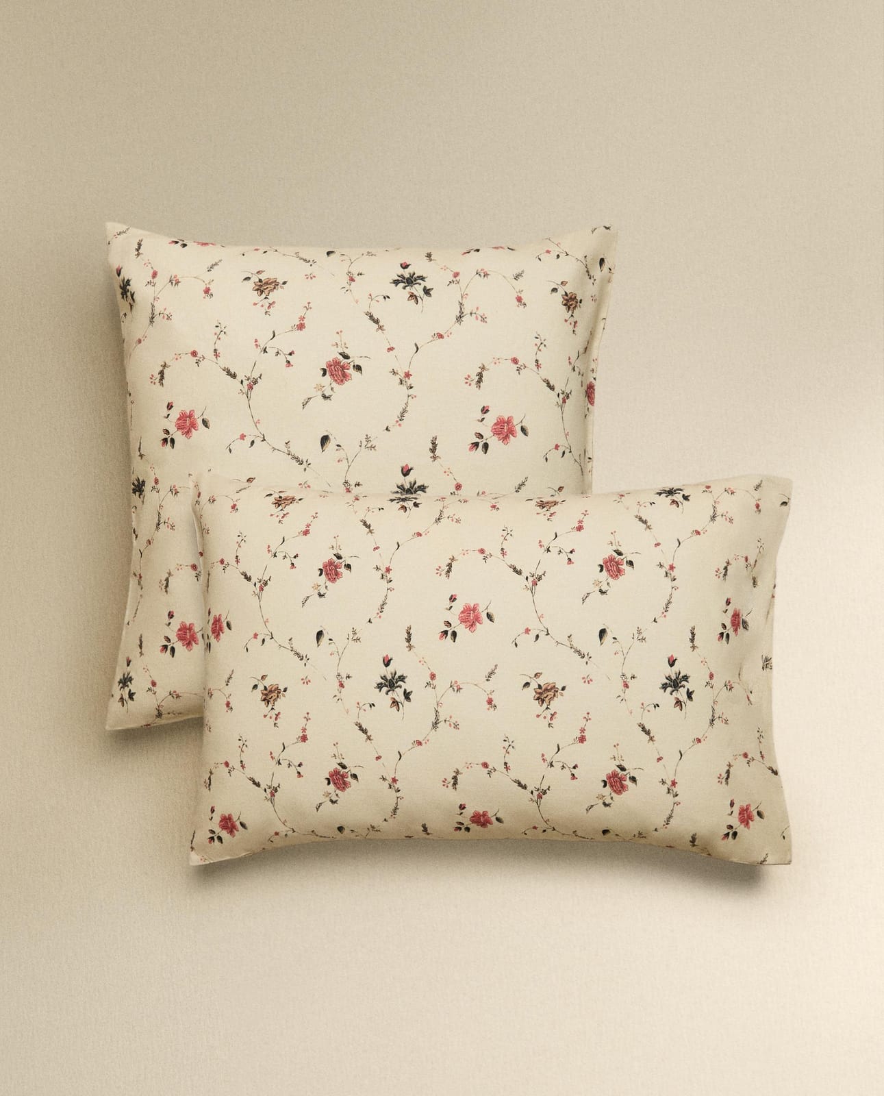 Наволочка ZARA HOME наволочка для подушки хлопково-льняная в цветы | KATHARINE POLE ECRU 60 x 60 см