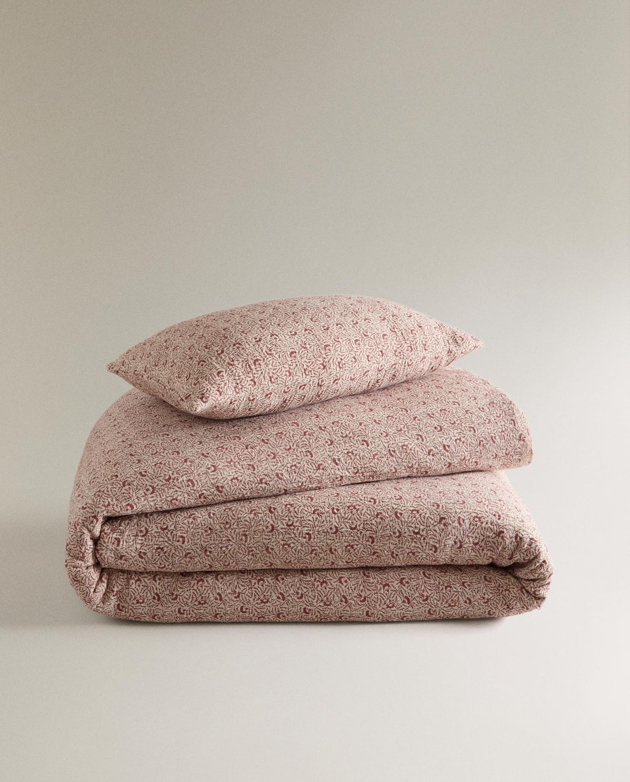 Покрывало ZARA HOME хлопково-льняное с мотивом веточек BEŻ 230 x 250 см