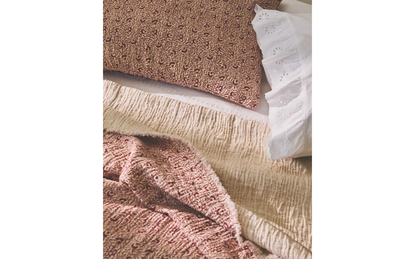 ZARA HOME Хлопково-льняное покрывало с мотивом веточек ракурс 7