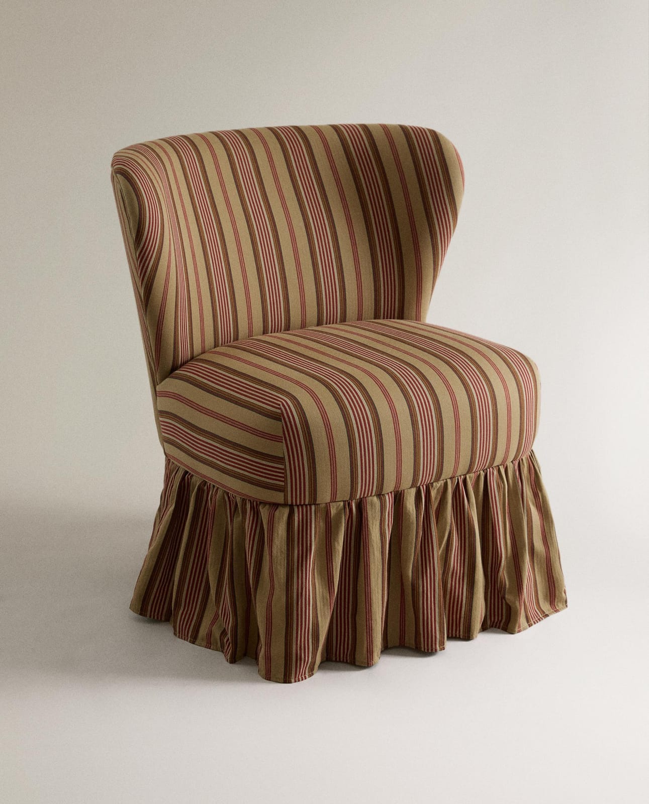 Стул ZARA HOME, кресло в полоску с оборкой | KATHARINE POLE ECRU / CZERWONY, 76 x 66 x 65.5 cm