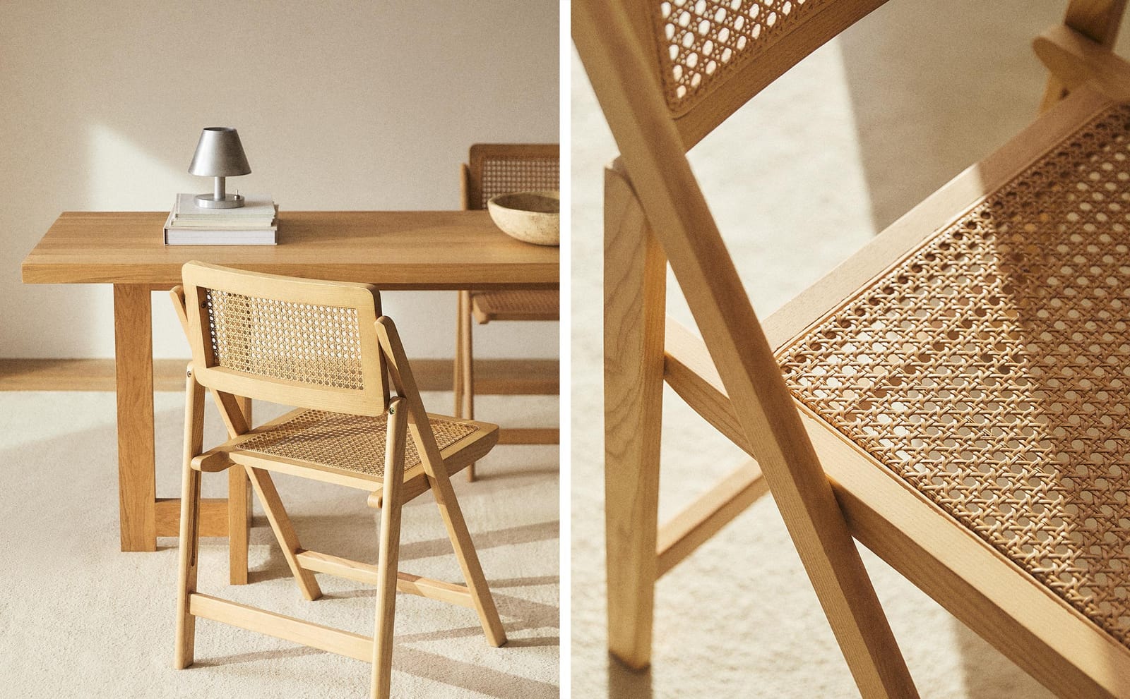 ZARA HOME СКЛАДНОЙ СТУЛ ДЕРЕВЯННЫЙ И РАТТАНОВЫЙ ракурс 3