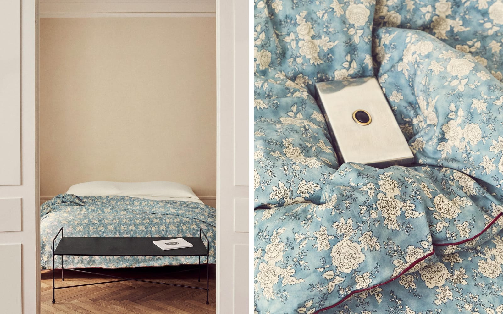 ZARA HOME САТИНОВЫЙ ПОДОДЕЯЛЬНИК С ЦВЕТАМИ И КАНТОМ ракурс 8