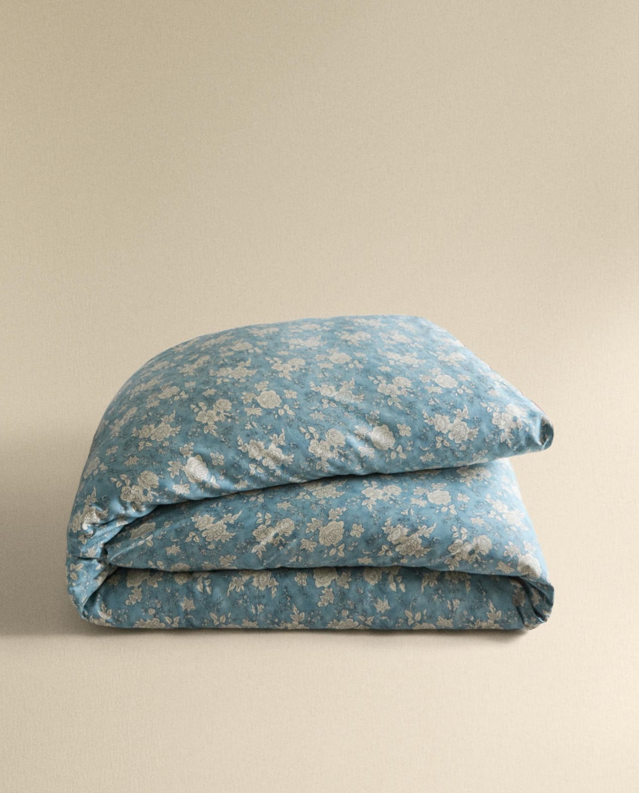 ZARA HOME САТИНОВЫЙ ПОДОДЕЯЛЬНИК С ЦВЕТАМИ И КАНТОМ ракурс 5