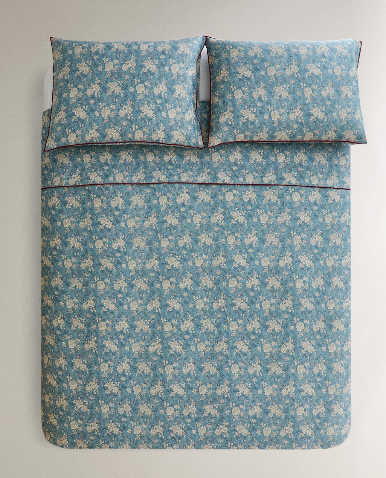 Пододеяльник ZARA HOME САТИНОВЫЙ ПОДОДЕЯЛЬНИК С ЦВЕТАМИ И КАНТОМ СЕРЫЙ/ГОЛУБОЙ 260 x 240 см