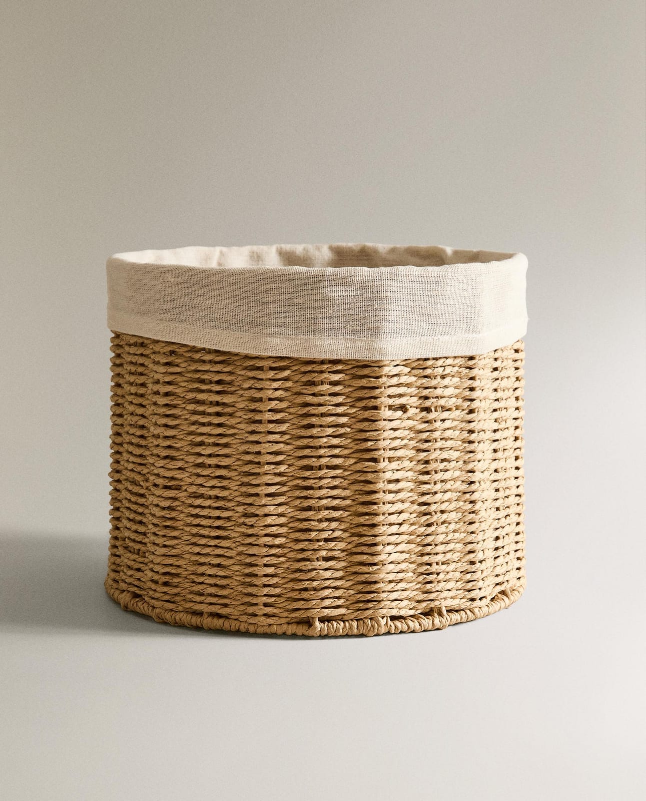 Корзина для хранения ZARA HOME КРУГЛАЯ КОРЗИНА С ХЛОПКОВОЙ ПОДКЛАДКОЙ JASNOBEŻOWY 20 x 25 x 25 cm