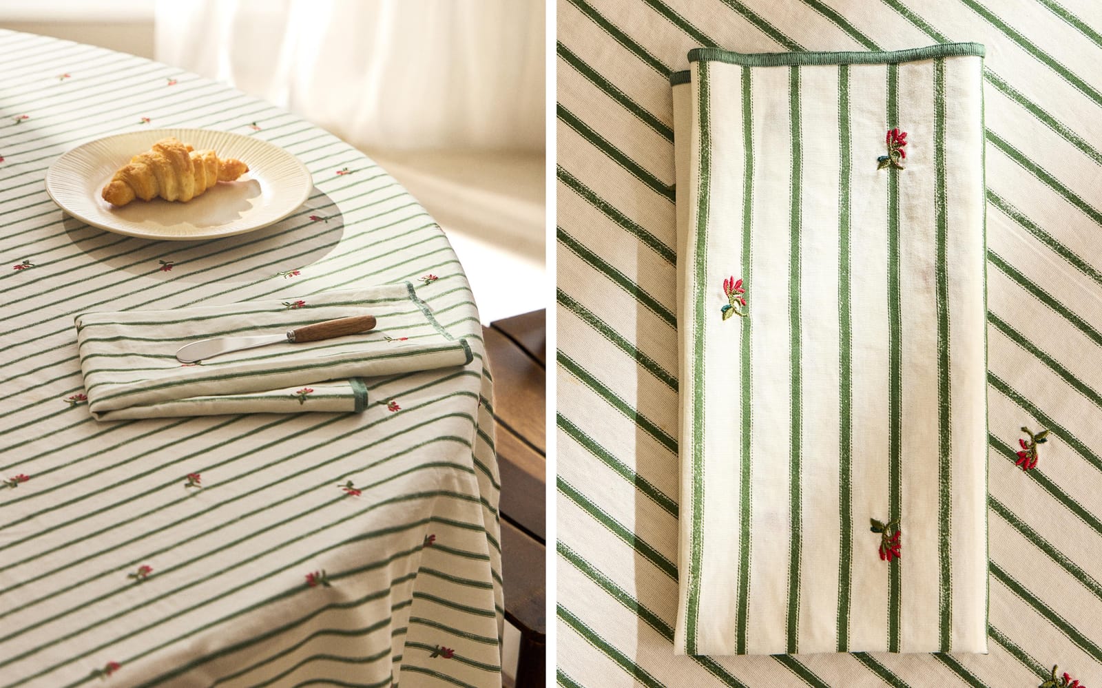 ZARA HOME СКАТЕРТЬ В ПОЛОСКУ С ВЫШИВКОЙ ракурс 3