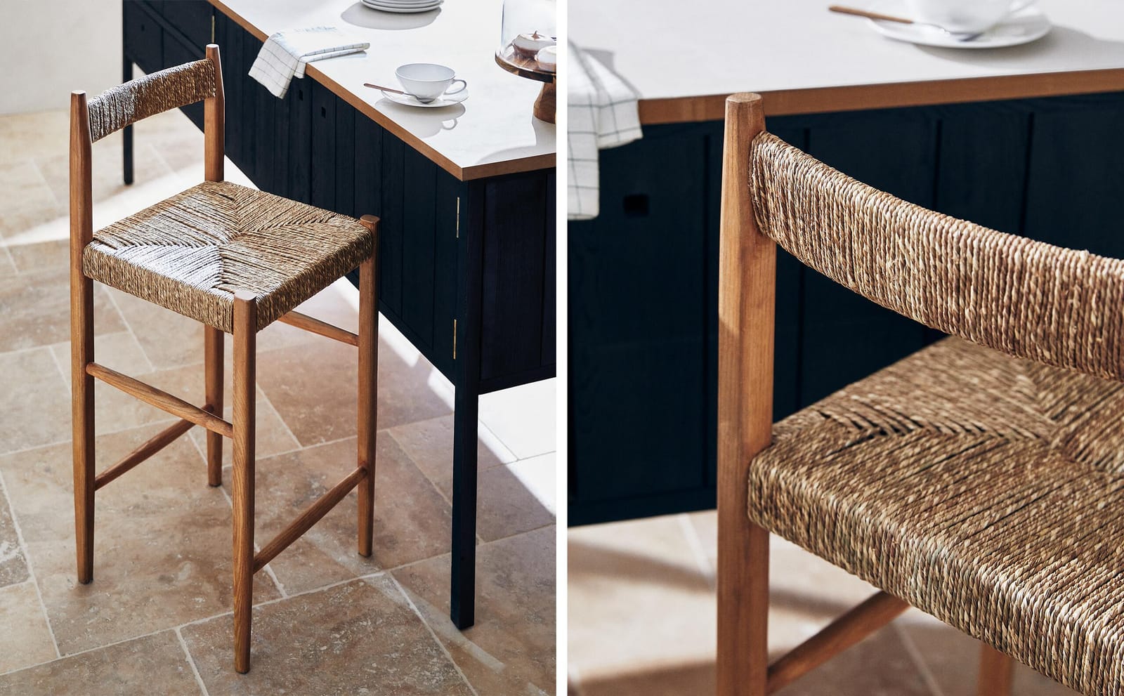ZARA HOME ВЫСОКИЙ ДЕРЕВЯННЫЙ ТАБУРЕТ ЯСЕНЕВЫЙ ракурс 2