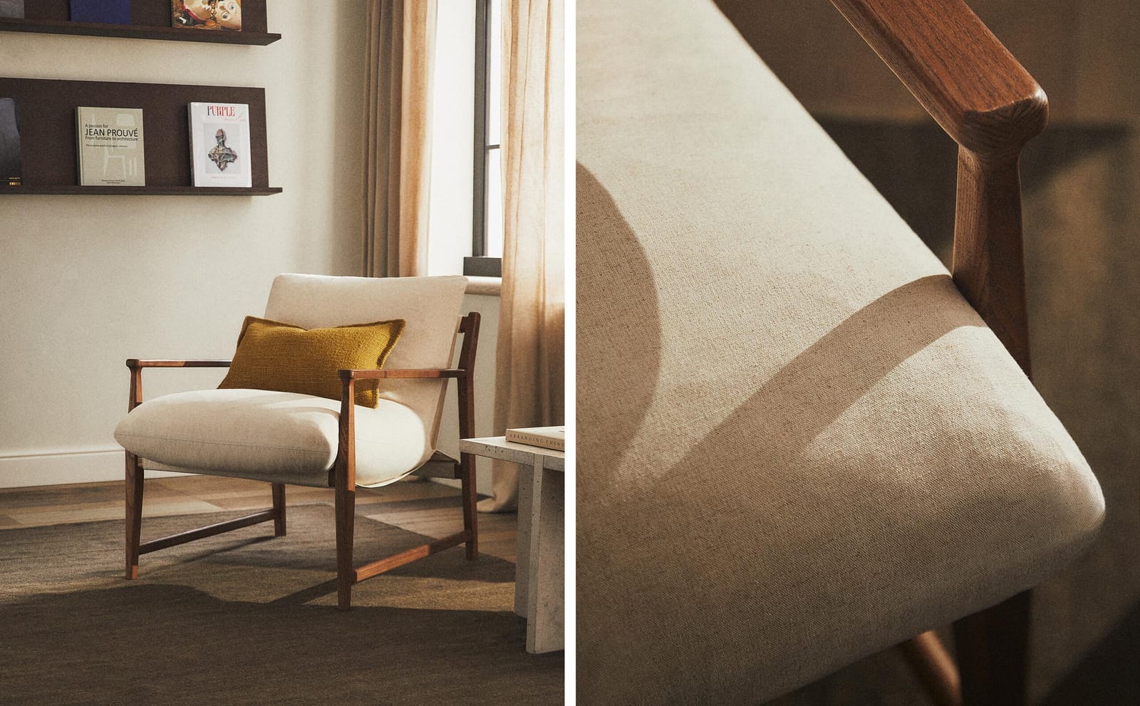 ZARA HOME КРЕСЛО ДЕРЕВЯННОЕ С ПОДУШКОЙ СО СЪЁМНЫМ ЧЕХЛОМ ракурс 7