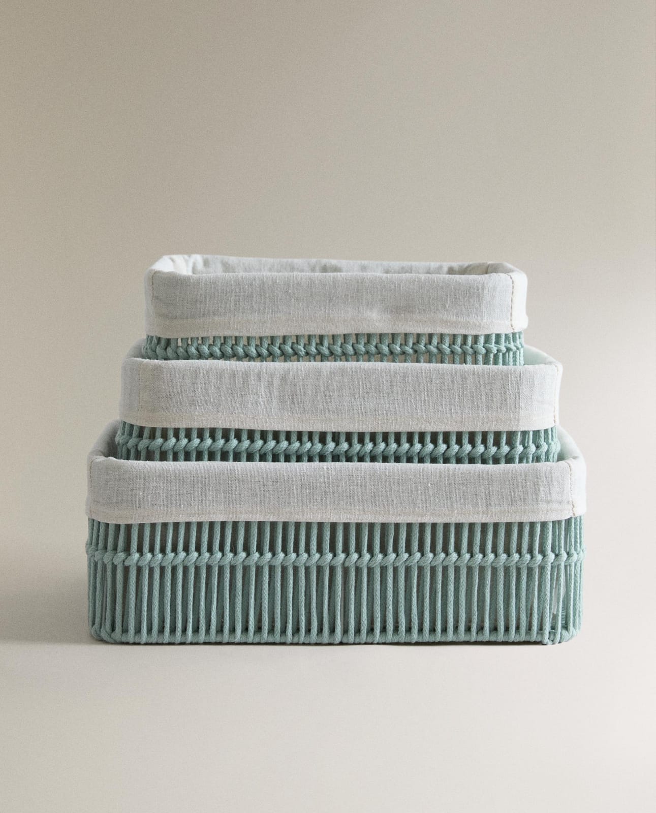 Корзина для хранения ZARA HOME прямоугольная корзина с хлопковым вкладышем ZIELONY 13 x 36 x 27 cm