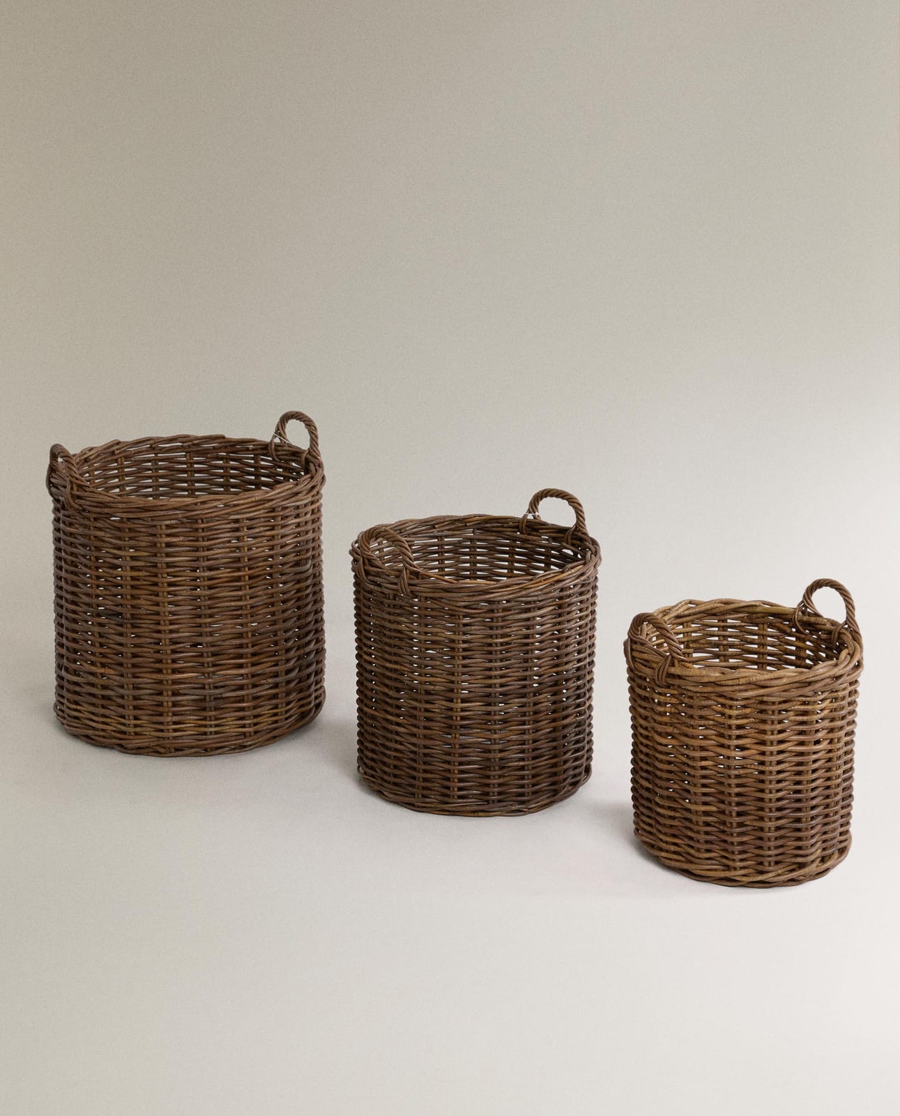 Корзина для хранения ZARA HOME КРУГЛАЯ РАТТАНОВАЯ КОРЗИНА JASNOBEŻOWY 52 x 42 x 42 cm