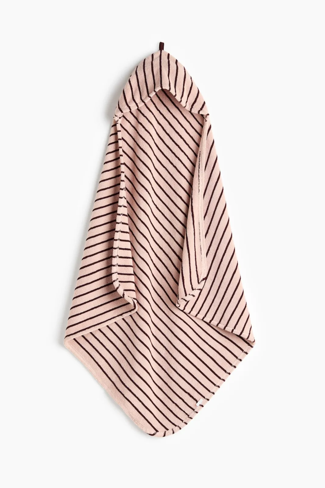 Детское банное полотенце H&M с капюшоном, размер 80х80 см, цвет светло-розовый с бордовыми полосками - 1338291002 ракурс 2