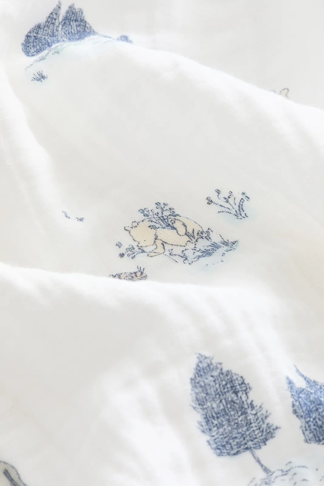 Детское муслиновое одеяло H&M - с персонажами из Винни-Пуха (Winnie the Pooh Disney), размер 90х90 см, цвет светло-голубой - 1328475002 ракурс 4